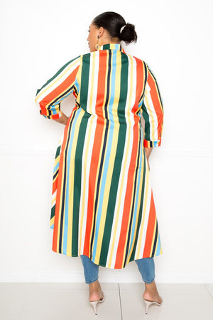 PLUS SIZE Striped Hi Low Shirt