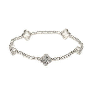 Metal Flower Station Stretch Bracelet